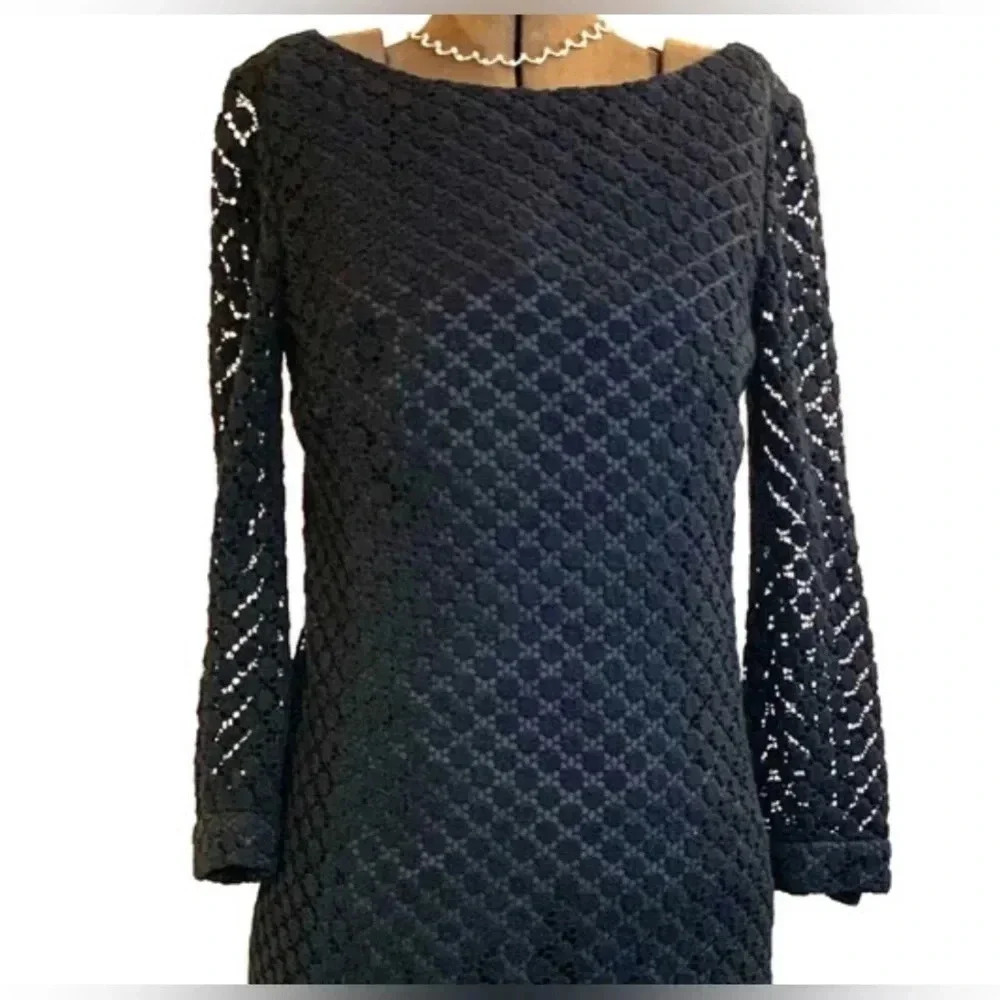 Vintage Milly of NY Elegant Classy Black Crocheted Lace Dress EUC Women’s Size 2